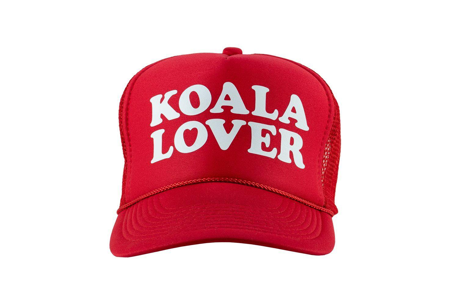 Koala Lover (Parrot red) high crown trucker cap with mesh back and snapback - Tropic Trucker Australia®