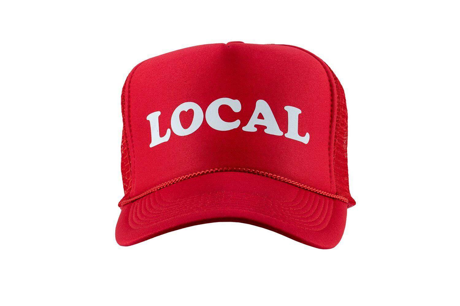 Love Local (Parrot Red) high crown trucker cap with mesh back and snapback - Tropic Trucker Australia®