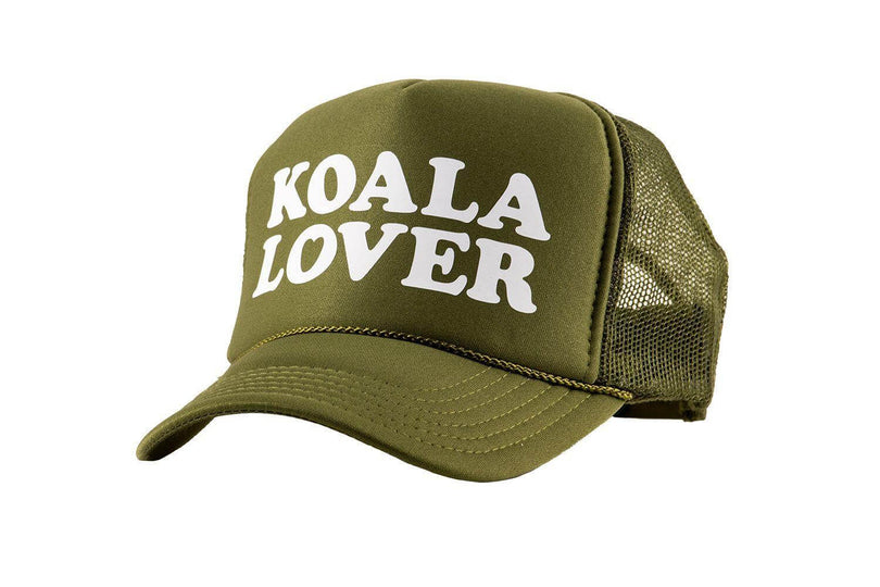 Koala Lover (gum tree green) high crown trucker cap with mesh back and snapback - Tropic Trucker Australia®
