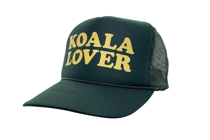 Koala Lover (Daintree green) high crown trucker cap with mesh back and snapback - Tropic Trucker Australia®
