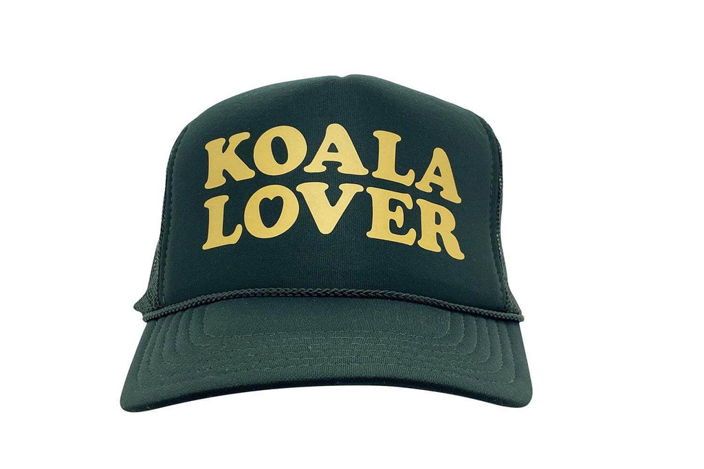 Koala Lover (Daintree green) high crown trucker cap with mesh back and snapback - Tropic Trucker Australia®