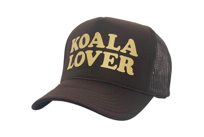 Koala Lover (70's brown) high crown trucker cap with mesh back and snapback - Tropic Trucker Australia®