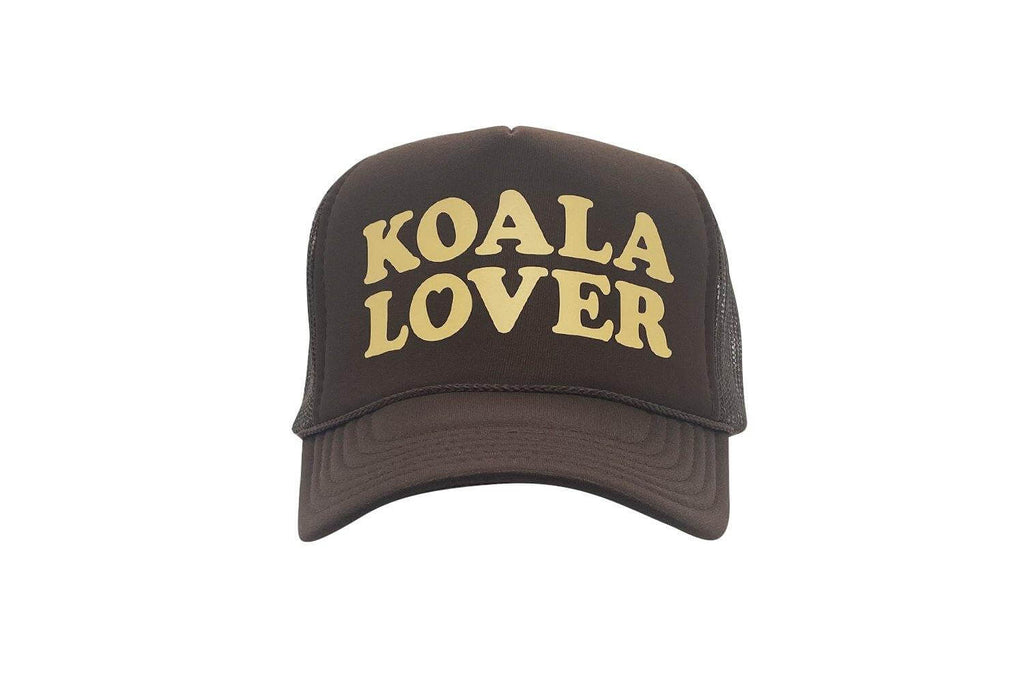Koala Lover (70's brown) high crown trucker cap with mesh back and snapback - Tropic Trucker Australia®