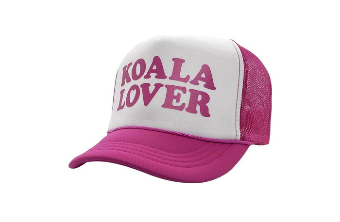 Koala Lover Kids (pink/white) high crown trucker cap with mesh back and snapback - Tropic Trucker Australia®
